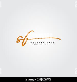 Initial Letter SF Logo - Handwritten Signature Logo - Simple Vector Logo in Signature Style for Initials Stock Vector