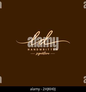 Initial Letter LD Logo - Hand Drawn Signature Logo - Simple Vector Logo in Signature Style for Initials Stock Vector