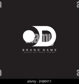 Initial Letter OD Logo - Minimal Business Logo for Alphabet O and D - Monogram Vector Logo Template for Business Name Initials Stock Vector