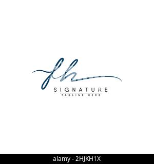 Initial Letter FH Logo - Handwritten Signature Logo - Minimal Vector Logo for Initials in handwriting style Stock Vector