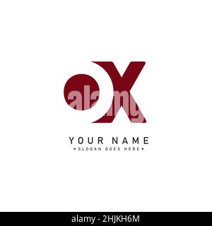 Initial Letter OX Logo - Simple Business Logo for Alphabet O and X - Monogram Vector Logo Template for Business Name Initials Stock Vector