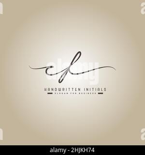 Initial Letter CF Logo - Hand Drawn Signature Style Logo - Minimal Vector Logo for Initials in handwriting style Stock Vector