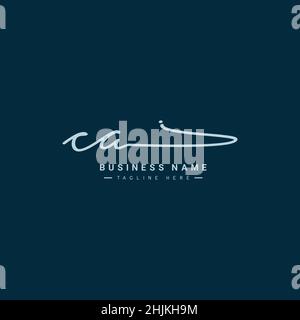 Initial Letter CA Logo - Handwritten Signature Logo - Minimal Vector Logo for Initials in handwriting style Stock Vector