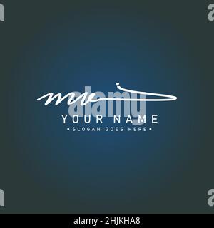 Initial Letter MV Logo - Hand Drawn Signature Logo - Minimal Vector Logo for Initials in handwriting style Stock Vector