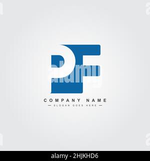 Initial Letter PF Logo - Minimal Business Logo for Alphabet P and F - Monogram Vector Logo Template for Business Name Initials Stock Vector