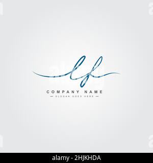 Initial Letter LF Logo - Handwritten Signature Logo - Minimal Vector Logo for Initials in handwriting style Stock Vector