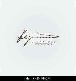 Initial Letter FY Logo - Handwritten Signature Style Logo - Minimal Vector Logo for Initials in handwriting style Stock Vector