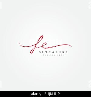 Initial Letter FE Logo - Hand Drawn Signature Logo - Minimal Vector Logo for Initials in handwriting style Stock Vector