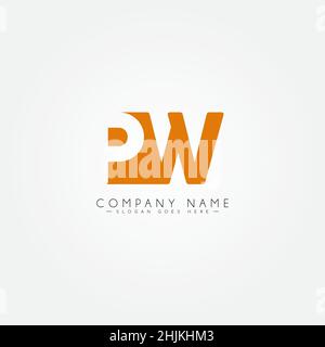 Initial Letter PW Logo - Simple Business Logo for Alphabet P and W - Monogram Vector Logo Template for Business Name Initials Stock Vector