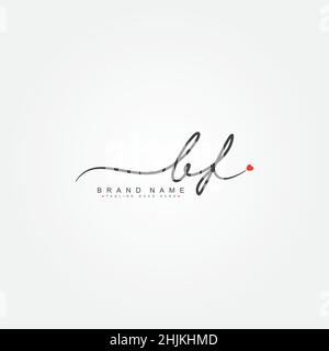 Initial Letter BF Logo - Handwritten Signature Logo - Minimal Vector Logo for Initials in handwriting style Stock Vector