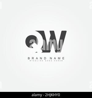 Initial Letter QW Logo - Simple Business Logo for Alphabet Q and W - Monogram Vector Logo Template for Business Name Initials Stock Vector