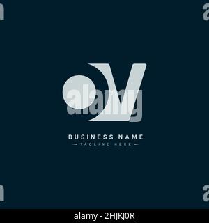 Initial Letter OV Logo - Minimal Business Logo for Alphabet O and V - Monogram Vector Logo Template for Business Name Initials Stock Vector
