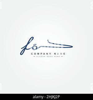 Initial Letter FS Logo - Handwritten Signature Logo - Minimal Vector Logo for Initials in handwriting style Stock Vector