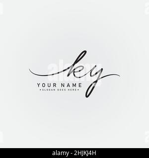 Initial Letter KY Logo - Hand Drawn Signature Logo - Minimal Vector Logo for Initials in handwriting style Stock Vector