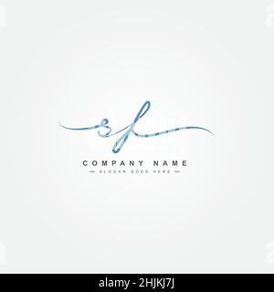 Initial Letter SF Logo - Handwritten Signature Logo - Minimal Vector Logo for Initials in handwriting style Stock Vector