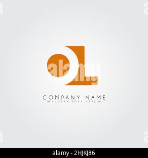 Initial Letter OL Logo - Minimal Business Logo for Alphabet O and L - Monogram Vector Logo Template for Business Name Initials Stock Vector