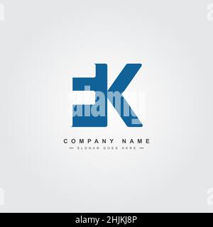 Initial Letter FK Logo - Simple Business Logo for Alphabet F and K - Monogram Vector Logo Template for Business Name Initials Stock Vector