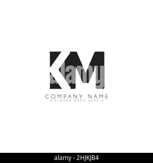Initial Letter KM Logo - Minimal Business Logo for Alphabet K and M - Monogram Vector Logo Template for Business Name Initials Stock Vector