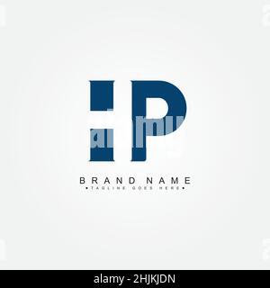 Minimal Business logo for Alphabet HP - Initial Letter H and P Logo - Monogram Vector Logo Template for Business Name Initials Stock Vector