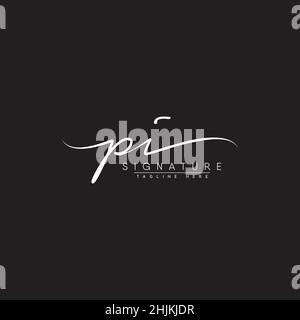 Initial Letter PI Logo - Hand Drawn Signature Style Logo - Minimal Vector Logo for Initials in handwriting style Stock Vector