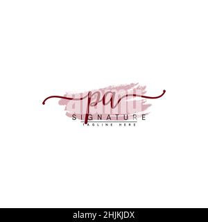 Initial Letter PA Logo - Hand Drawn Signature Logo - Minimal Vector Logo for Initials in handwriting style Stock Vector