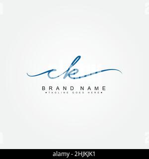 CK Simple Signature Logo - Handwritten Vector Template for C and K Logo ...
