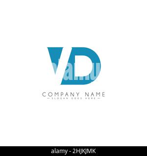 Minimal Business logo for Alphabet VD - Initial Letter V and D Logo - Monogram Vector Logo Template for Business Name Initials Stock Vector