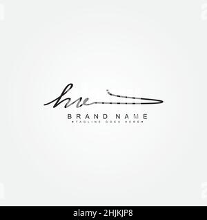 Initial Letter HV Logo - Hand Drawn Signature Logo - Minimal Vector Logo for Initials in handwriting style Stock Vector