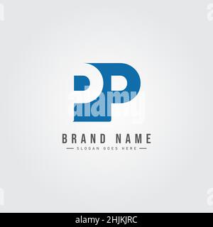 Initial Letter PP Logo - Simple Business Logo for Alphabet PP - Monogram Vector Logo Template for Business Name Initials Stock Vector