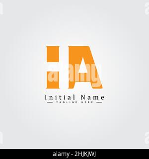 Minimal Business logo for Alphabet HA - Initial Letter H and A Logo - Monogram Vector Logo Template for Business Name Initials Stock Vector