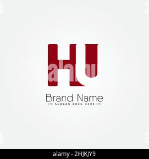 Initial Letter HU Logo - Simple Business Logo for Alphabet H and U - Monogram Vector Logo Template for Business Name Initials Stock Vector