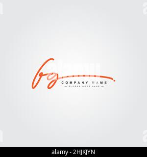 Initial Letter FG Logo - Hand Drawn Signature Logo - Minimal Vector Logo for Initials in handwriting style Stock Vector