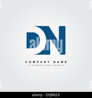 Minimal Business logo for Alphabet DN - Initial Letter D and N Logo - Monogram Vector Logo Template for Business Name Initials Stock Vector