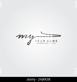 Initial Letter MY Logo - Hand Drawn Signature Logo - Minimal Vector Logo for Initials in handwriting style Stock Vector