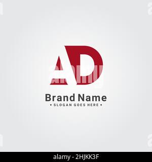Minimal Business logo for Alphabet AD - Initial Letter A and D Logo - Monogram Vector Logo Template for Business Name Initials Stock Vector