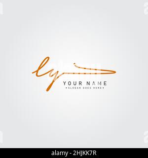 Initial Letter LY Logo - Hand Drawn Signature Style Logo - Minimal Vector Logo for Initials in handwriting style Stock Vector