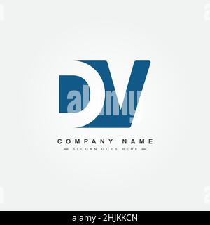 Initial Letter DV Logo - Simple Business Logo for Alphabet D and V - Monogram Vector Logo Template for Business Name Initials Stock Vector