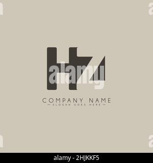 Minimal Business logo for Alphabet HZ - Initial Letter H and Z Logo - Monogram Vector Logo Template for Business Name Initials Stock Vector