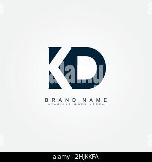 Simple Business Logo for Initial Letter KD - Alphabet Logo - Monogram Vector Logo Template for Business Name Initials Stock Vector