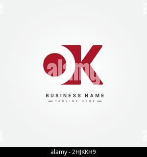 Simple Business Logo for Initial Letter OK - Alphabet Logo - Monogram Vector Logo Template for Business Name Initials Stock Vector