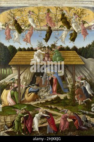 Sandro Botticelli  (1445–1510), The Mystical Nativity Depicted people Christ Child  Virgin Mary Date1500 Mediumoil on canvas DimensionsHeight: 108.6 cm (42.7 in); Width: 74.9 cm (29.4 in) Stock Photo