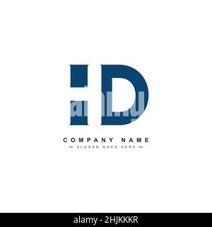 Minimal Business logo for Alphabet HD - Initial Letter H and D Logo - Monogram Vector Logo Template for Business Name Initials Stock Vector