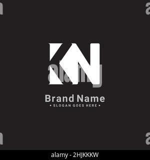 Simple Business Logo for Initial Letter KN - Alphabet Logo - Monogram Vector Logo Template for Business Name Initials Stock Vector