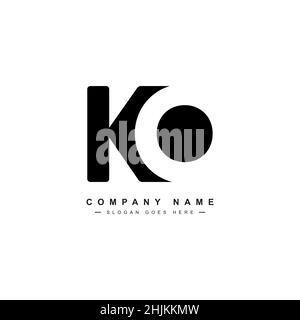 Initial Letter KO Logo - Simple Business Logo for Alphabet K and O - Monogram Vector Logo Template for Business Name Initials Stock Vector