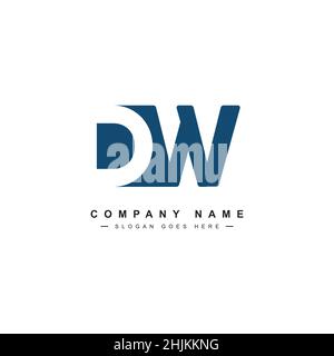 Minimal Business logo for Alphabet DW - Initial Letter D and W Logo - Monogram Vector Logo Template for Business Name Initials Stock Vector