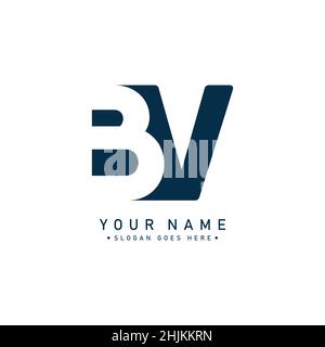 Simple Business Logo for Initial Letter BV - Alphabet Logo - Monogram Vector Logo Template for Business Name Initials Stock Vector