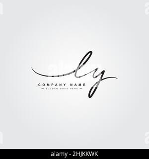 Initial Letter LY Logo - Handwritten Signature Logo - Minimal Vector Logo for Initials in handwriting style Stock Vector