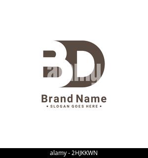 Minimal Business logo for Alphabet BD - Initial Letter B and D Logo - Monogram Vector Logo Template for Business Name Initials Stock Vector