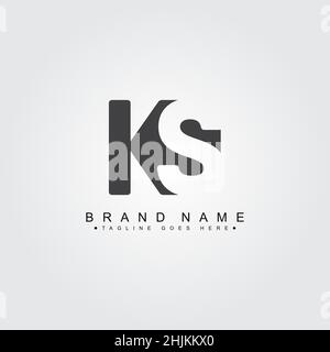 Initial Letter KS Logo - Minimal Business Logo for Alphabet K and S - Monogram Vector Logo Template for Business Name Initials Stock Vector