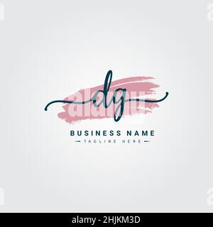 Initial Letter DG Logo - Handwritten Signature Style Logo - Minimal Vector Logo for Initials in handwriting style Stock Vector